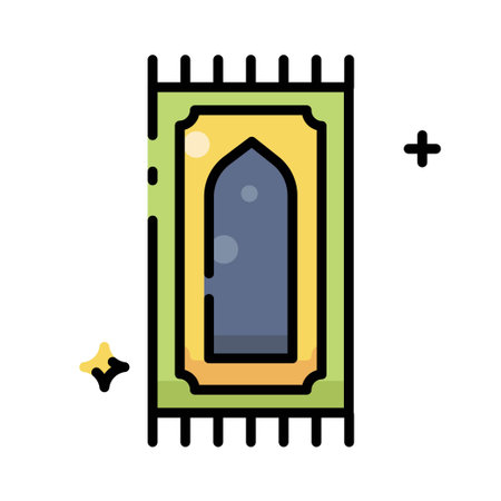 Prayer Mat Vector Illustration Islamic Icon filled outline styleのイラスト素材