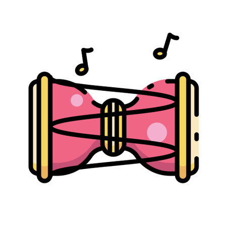 Traditional Korean Janggu Drum Color Iconのイラスト素材