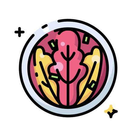 Traditional Korean Kimchi Cabbage Side Dish Color Iconのイラスト素材