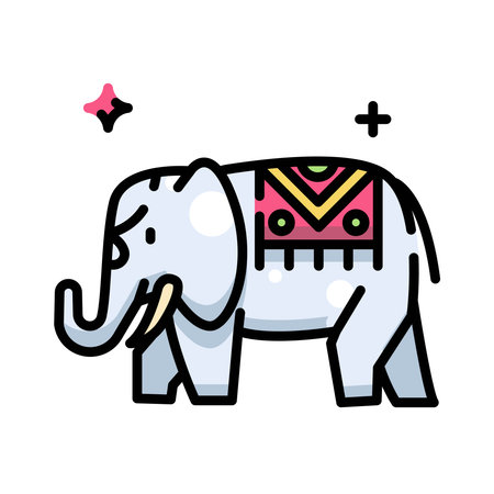 Indian elephant icon, traditional culture colorful vector illustrationのイラスト素材