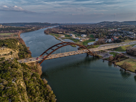 Pennybacker Bridge in Austin,Texasの写真素材