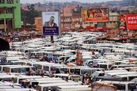 KAMPALA, UGANDA - SEPTEMBER 28, 2012.  The public transportation hub in downtown Kampala, Uganda. ...