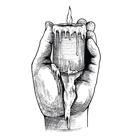Hands With Melted Wax Engraving Pen and Ink Vintage Vector illustrationのイラスト素材