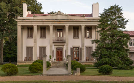 Nashville, Tennessee; USA; Sept. 27, 2020. A close up view of the iconic Belle Meade Mansion. This plantation has survived over 200 years including the civil war.のeditorial素材