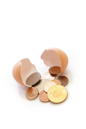 Money from egg shellの写真素材