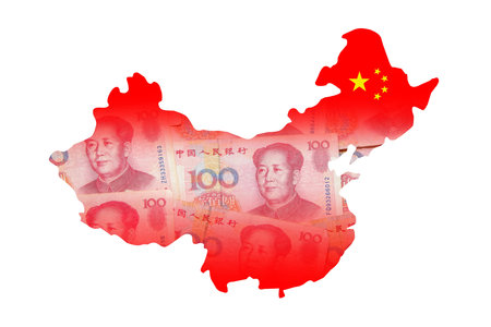 China Map made by Chinese Money (Yuan) currencyの写真素材