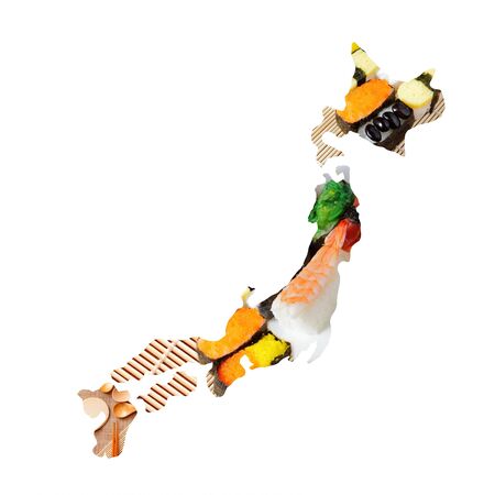 Japan Map made by delicious sushiの写真素材