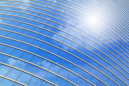 Business Building reflection Blue sky and Cloud on the windowの写真素材
