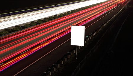 Empty billboards in the highway at night, white area in the image is great for designerの写真素材