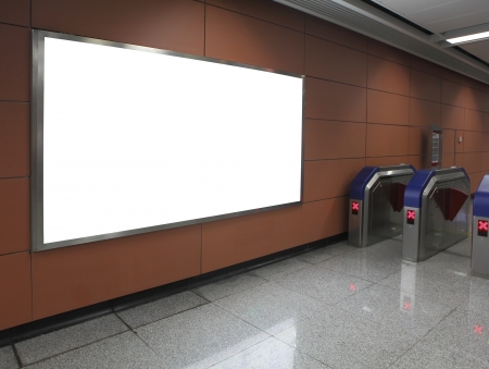 Blank billboard in subway station entrance (path in the image)の写真素材