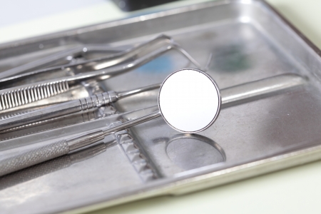 Dentist instruments   mirror   with shallow depth of fieldの写真素材