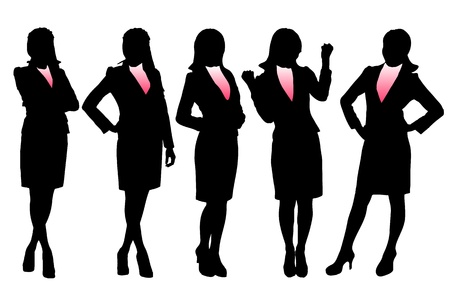 Silhouettes of Business woman with white backgroundのイラスト素材