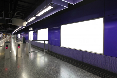 Blank Billboard in metro subway station shot in asia, hong kong, great for your copy spaceの写真素材