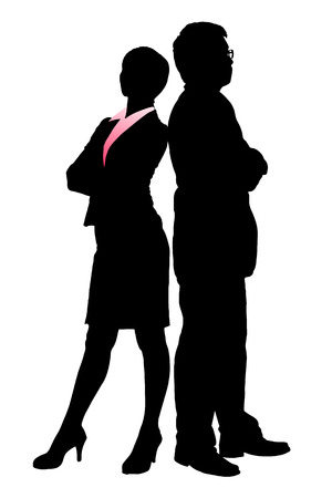 Silhouettes of Business team with white backgroundのイラスト素材