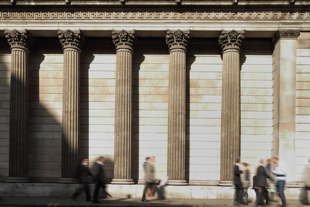 Busy Business people with Bank of England, The historical building in London, UKの写真素材
