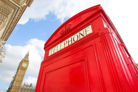 Red telephone phone box and big ben in London, United Kingdom,ukの写真素材