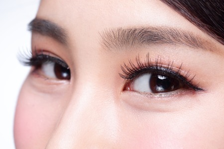 Beautiful woman eye with long eyelashes. asian modelの写真素材
