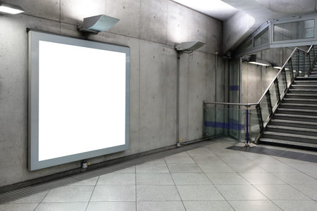 Blank billboard located in hall, London, United Kingdom, ukの写真素材
