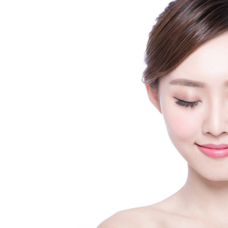 Beautiful Skin care woman enjoy and relax isolated on white background. asian Beauty Beautiful Skin care woman enjoy and relax isolated on white background. asian Beauty