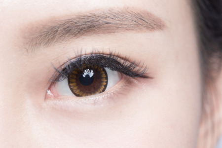 Beautiful woman eye with long eyelashes. asian modelの写真素材