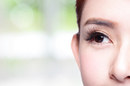 Beautiful woman eye with long eyelashes. asian modelの写真素材