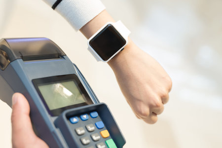 Customer pay by  smart watch with empty screen, great for your design