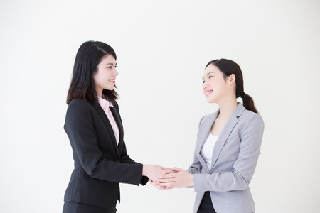 Group of success business people team shake hands in office with white background, asianの写真素材
