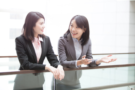 two businesswoman meeting in hongkong, asianの写真素材