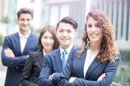 business people team crossed arm in hongkong