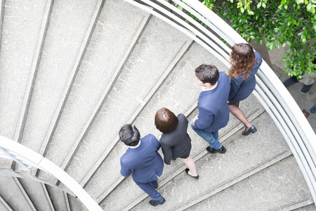 Top view of business people working together in hongkongの写真素材