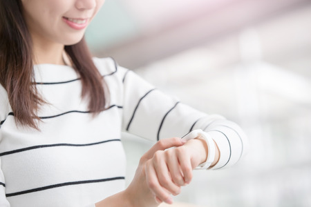 beauty woman wear wearable smart watch in hongkongの写真素材