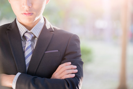business man feel serious and think something, asianの写真素材