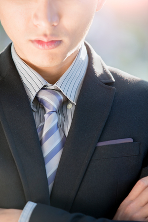 business man feel serious and think something, asianの写真素材