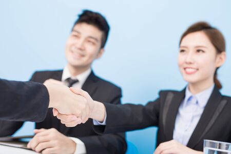 business people with interview in the officeの写真素材