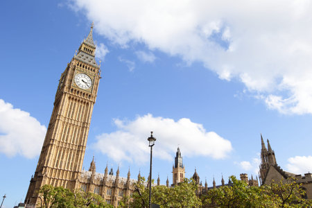 famous building Big Ben in London with cloudy