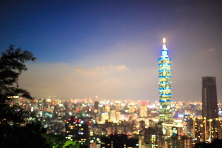 night taipei city defocus bokeh in taiwanのeditorial素材