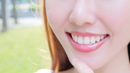 close up of beauty woman smile with health teeth