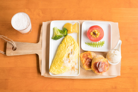 close up of brunch on the tableの写真素材