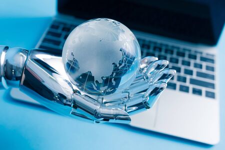 Artificial Intelligence Global Concept on the blue backgroundの写真素材