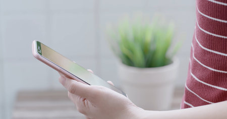 woman use phone  and touch screenの写真素材