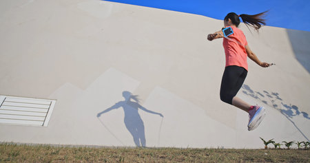 woman sport  and rope skipping outdoor