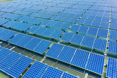 Floating solar panels and cell Platform on the water shot