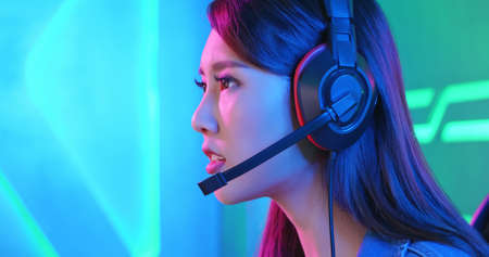 close up of pro cyber sport gamer play gameの写真素材
