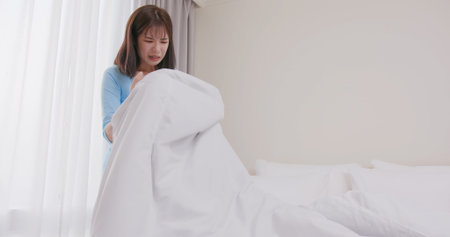 bed sheet smells bad when asian woman changes it in her room