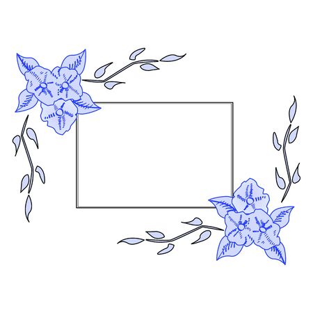 Blue Floral Frameのイラスト素材