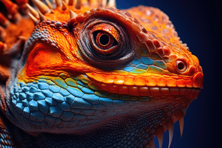 Iguana head macro photography , vibrant tropical colorsの素材
