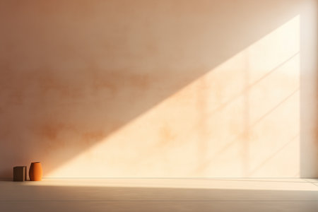Abstract studio background for product presentation. Empty room with shadows of, 3d room with copy spaceの素材