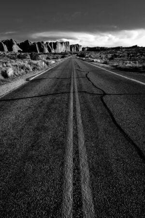 Black and White Desert Roadの写真素材