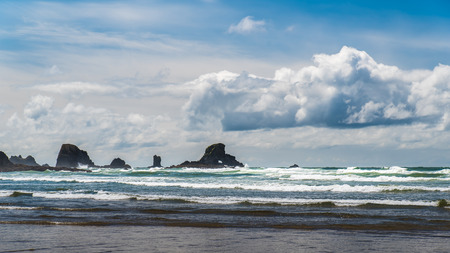 A cloudy day on the Oregon coast.の写真素材