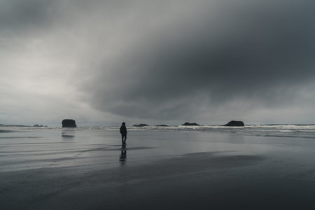 An overcast day at the beach.